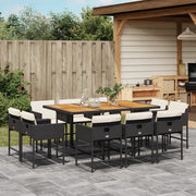 Tuinset 11-delig poly rattan zwart met kussens