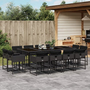 Tuinset 13-delig poly rattan zwart met kussens