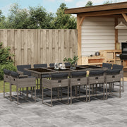 Tuinset 13-delig poly rattan grijs met kussens