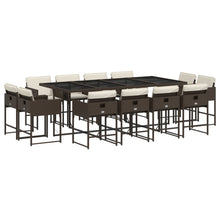 13-delige Tuinset met kussens poly rattan bruin