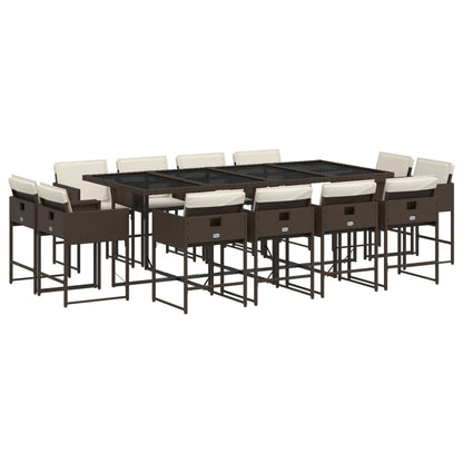 13-delige Tuinset met kussens poly rattan bruin