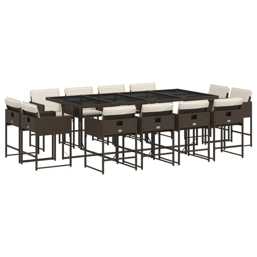 13-delige Tuinset met kussens poly rattan bruin