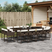 Tuinset 13-delig poly rattan bruin met kussens