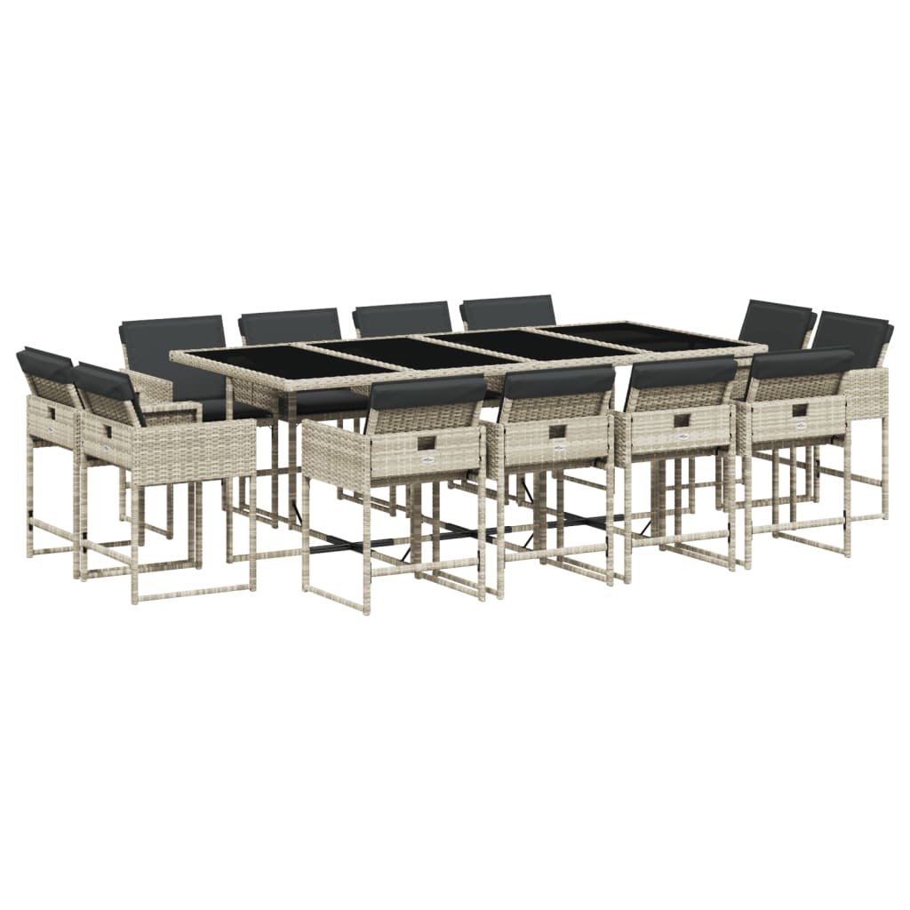 -Delige Tuinset Met Kussens Poly Rattan Lichtgrijs Glas 13