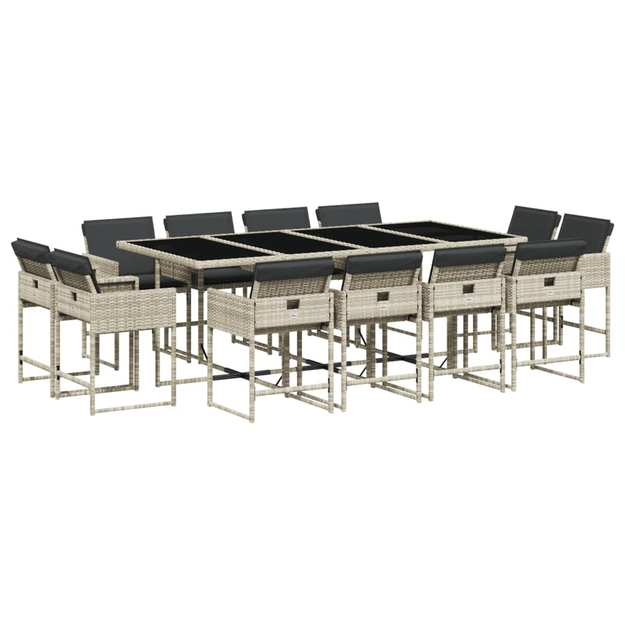 -Delige Tuinset Met Kussens Poly Rattan Lichtgrijs Glas 13