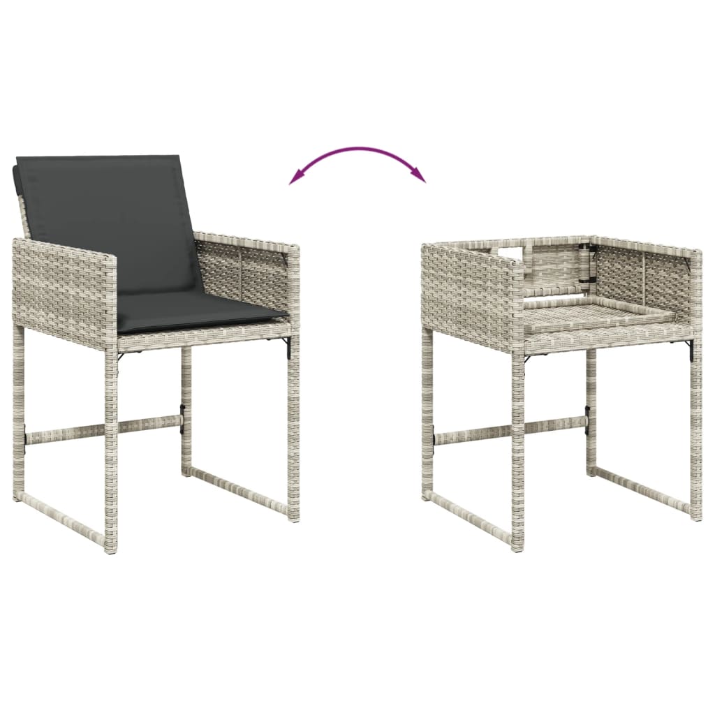 -Delige Tuinset Met Kussens Poly Rattan Lichtgrijs Glas 13