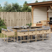 Tuinset 13-delig poly rattan gemengd beige