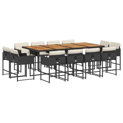 13-delige Tuinset met kussens poly rattan zwart