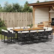 Tuinset 13-delig poly rattan zwart met kussens