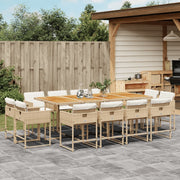 Tuinset 13-delig poly rattan beige met kussens