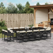 Tuinset 15-delig poly rattan zwart met kussens