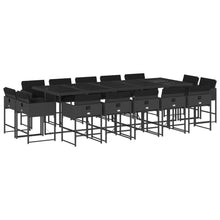 15-delige Tuinset met kussens poly rattan zwart