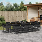 15-piece Garden Furniture Set with Cushions, Poly Rattan Black