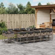 Tuinset 15-delig poly rattan grijs met kussens
