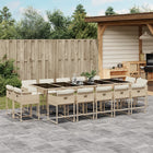 15-piece Garden Furniture Set with Cushions, Poly Rattan Beige