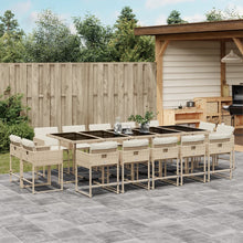 15-delige Tuinset met kussens poly rattan beige