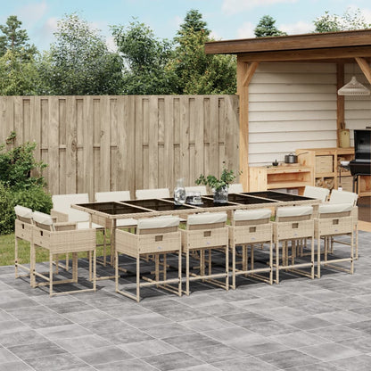 15-delige Tuinset met kussens poly rattan beige