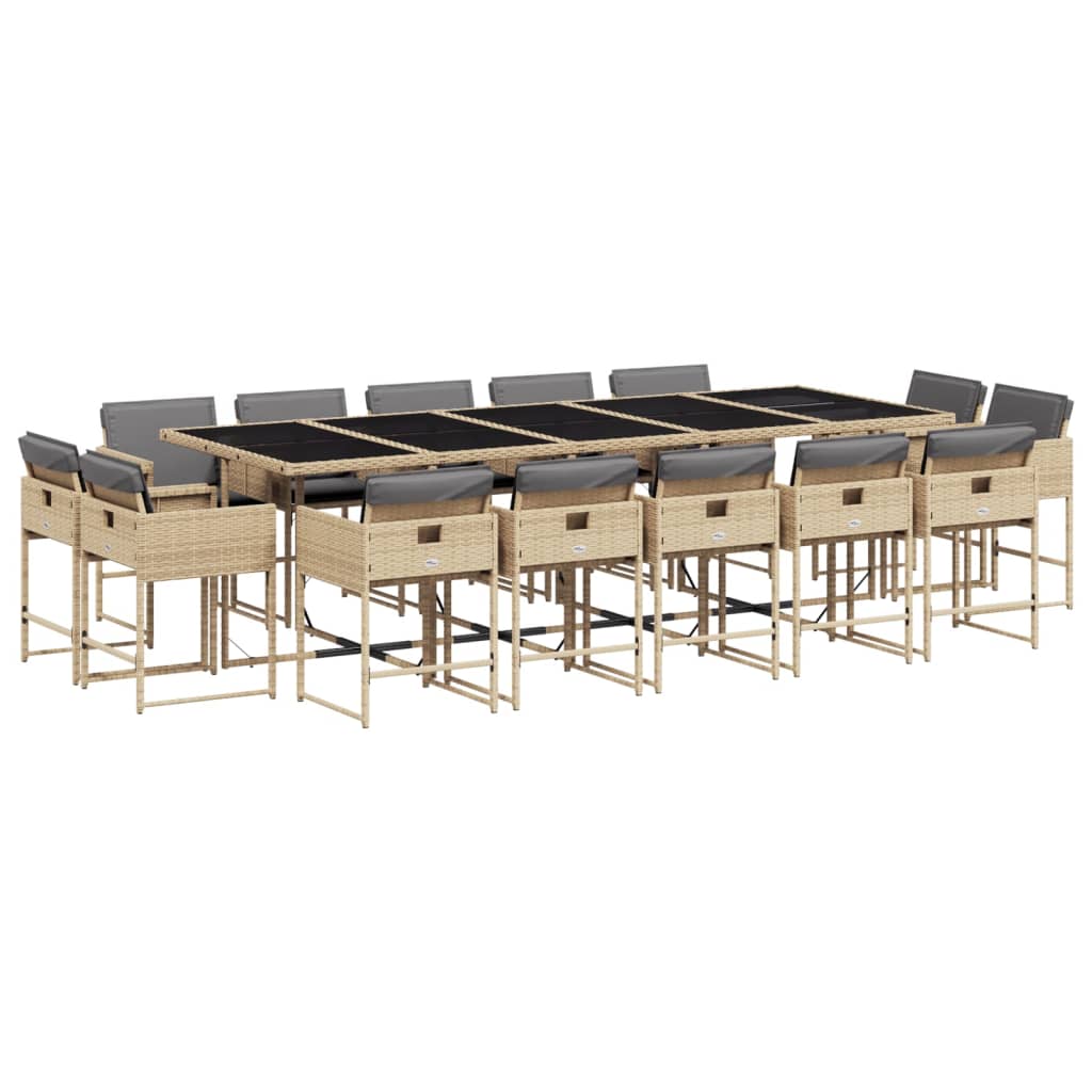 15-Delige Tuinset Met Kussens Poly Rattan Gemengd Beige