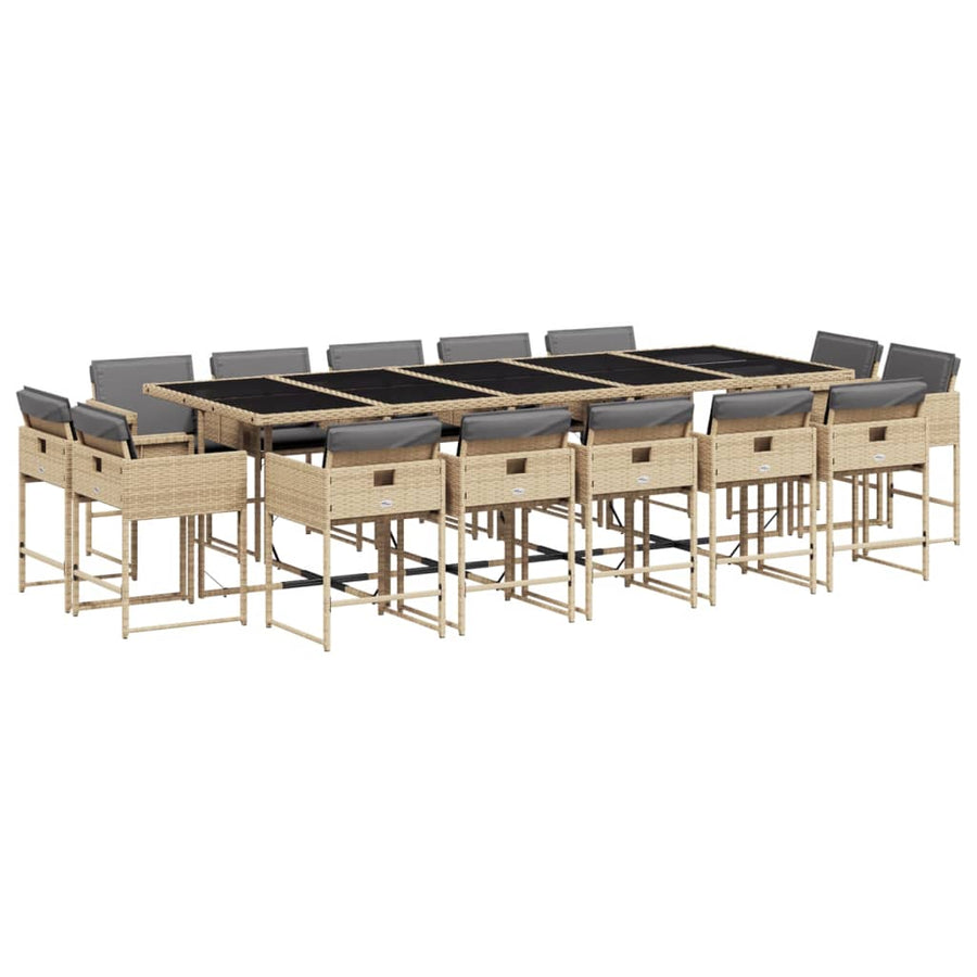 15-Delige Tuinset Met Kussens Poly Rattan Gemengd Beige