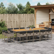 Tuinset 15-delig poly rattan grijs met kussens