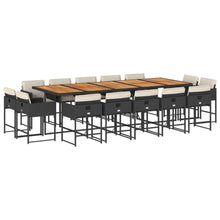 15-delige Tuinset met kussens poly rattan zwart