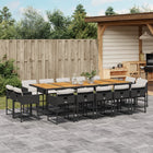 15-piece Garden Furniture Set with Cushions, Poly Rattan Black