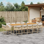 15-piece Garden Furniture Set with Cushions, Poly Rattan Beige