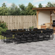 Tuinset 17-delig poly rattan zwart met kussens