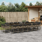 17-piece Garden Set with Cushions Poly Rattan Grey
