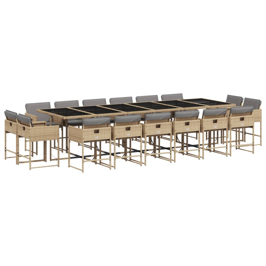 17-Delige Tuinset Met Kussens Poly Rattan Gemengd Beige