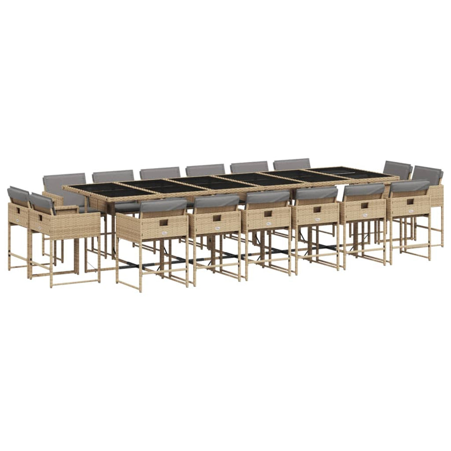 17-Delige Tuinset Met Kussens Poly Rattan Gemengd Beige
