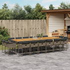 17-piece Garden Set with Cushions Poly Rattan Grey