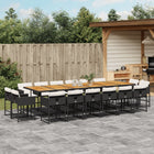 17-piece Garden Set with Cushions Poly Rattan Black