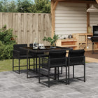 5-piece Garden Set with Cushions, Poly Rattan, Black