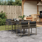 Tuinset 5-delig poly rattan grijs met kussens