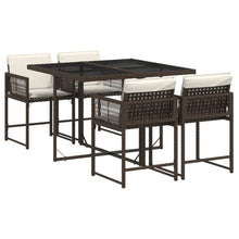 5-delige Tuinset met kussens poly rattan bruin