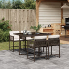 5-piece Garden Set with Cushions Poly Rattan Brown