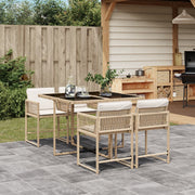 5-piece Garden Set with Cushions, Poly Rattan, Beige