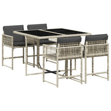 5-delige Tuinset met kussens poly rattan lichtgrijs