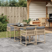 5-piece Garden Set with Cushions Poly Rattan Mixed Beige