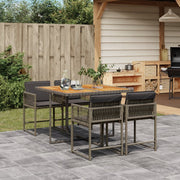 Tuinset 5-delig poly rattan grijs met kussens