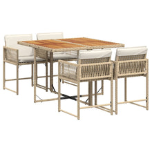 5-delige Tuinset met kussens poly rattan beige