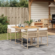 Tuinset 5-delig poly rattan beige met kussens