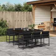 Tuinset 7-delig poly rattan zwart met kussens