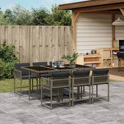 Tuinset 7-delig poly rattan grijs