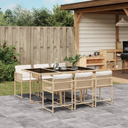 Tuinset 7-delig poly rattan beige met kussens
