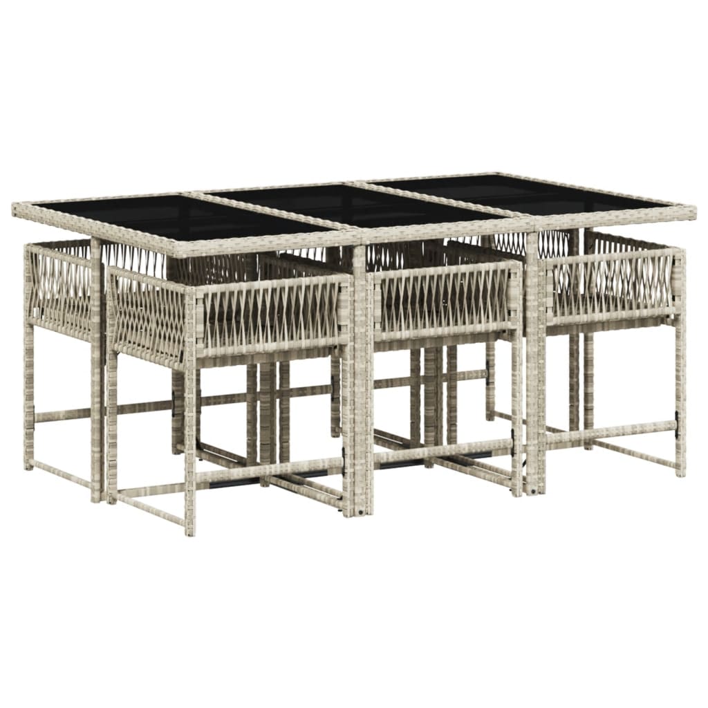 7-delige Tuinset met kussens poly rattan grijs