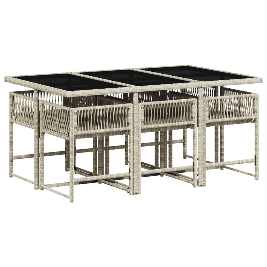 7-delige Tuinset met kussens poly rattan grijs