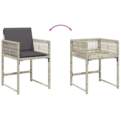 7-delige Tuinset met kussens poly rattan grijs