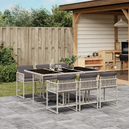 7-delige Tuinset met kussens poly rattan grijs